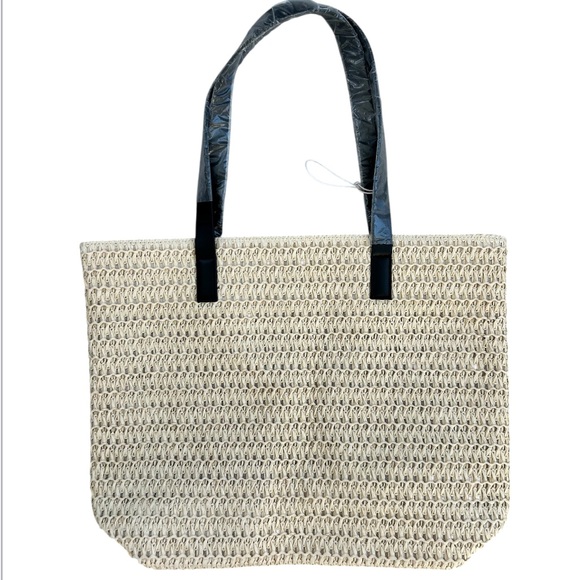 DONNA KARAN ‘Cashmere Mist’ Woven Straw Tote/Shoulder Lined Travel Beach NWOT! - Picture 3 of 8